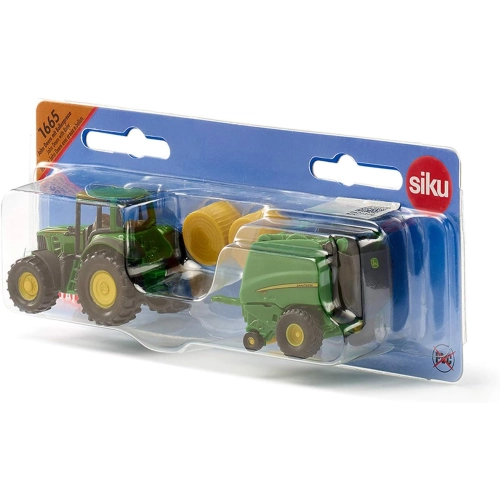 Traktor John Deere z prasą model metalowy SIKU S1665